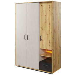 Szafa QUBIC QB-02 dąb artisan/silk flu/raw steel OUTLET