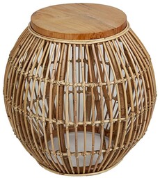 Romimex Stół pomocniczy naturalny metalowy rattanowy 45 x