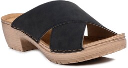 Klapki chodaki damskie na obcasie letnie czarne Inblu