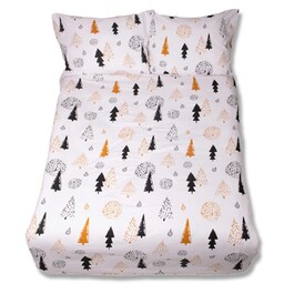 Matex Pościel flanelowa 160x200 F-87 biała czarna pomarańczowa