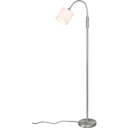 Lampa podłogowa nikiel z białym abażurkiem TOMMY R46331001