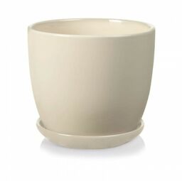 Kremowa doniczka ceramiczna z podstawką śr. 20 cm