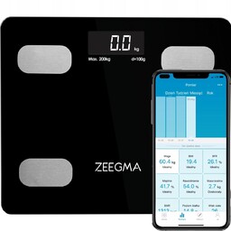 Waga Analityczna Sportowa Łazienkowa Smart Czarna 17W1 Ios