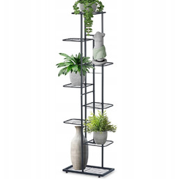 Kwietnik metalowy czarny 8-poziomowy 142 cm