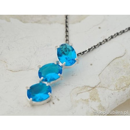 FIRST LOOK - srebrny wisiorek z akwamarynami