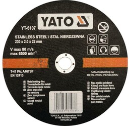 Yato Tarcza do cięcia stali nierdzewnej 230x1.9x22 mm