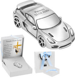 Srebrne auto na Chrzest Św. z grawerem