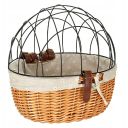 Koszyk wiklinowy na rower z kratką metalową transporter