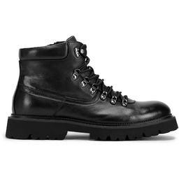 Męskie trapery skórzane na podeszwie typu track czarne