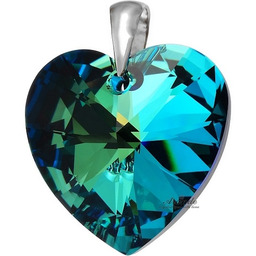 Kryształy Piękny Wisiorek Łańcuszek Serce Bermuda Blue Srebro