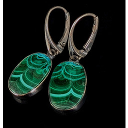 Pakamera Kolczyki srebrne malownicze malachity
