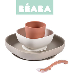 Silikonowe naczynia dla dzieci Zestaw z przyssawką Terracotta