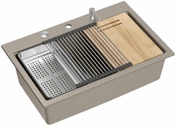 Quadron Zlewozmywak granitowy MARC 110 WORKSTATION beż