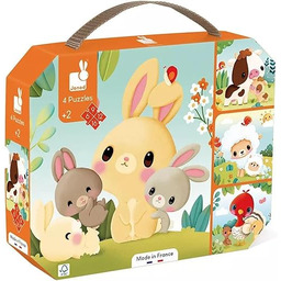 Janod- Farma Zwierzęta Puzzles, J03319, Pomarańczowy