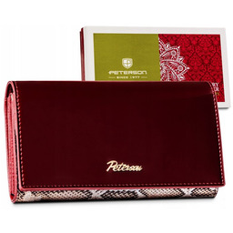 Duży portfel damski na zatrzask Peterson skóra naturalna