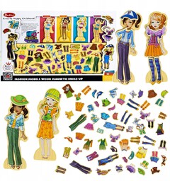 Magnetyczna Układanka Puzzle Ubieranki Lalki Ubranka Klocki Moda