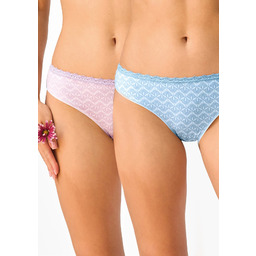 Figi damskie 2pak bawełniane mini bikini z koronką