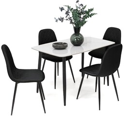 Stół ceramiczny LORIS 120CM Biały + 4 Krzesła