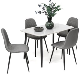 Stół ceramiczny LORIS 120CM Biały + 4 Krzesła