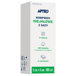 APTEO CARE Kompresy niejałowe z gazy 5 cm