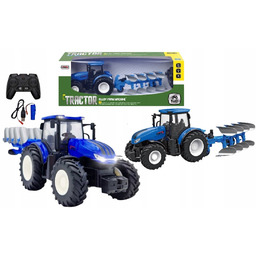 Zdalnie Sterowany Niebieski Traktor z Pługiem Zabawka