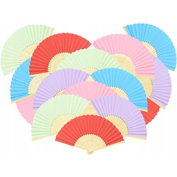 WACHLARZ RĘCZNY SKŁADANY 20x ZESTAW KOLOROWE IMPREZA UPAŁ