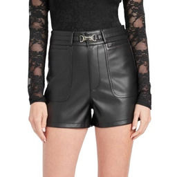 Guess Czarne Szorty Z Eko Skóry Z Paskiem