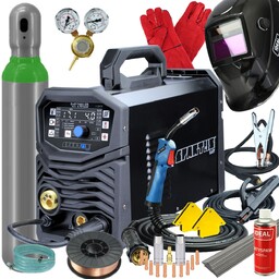 Zestaw Spawarka Migomat Półautomat 210LED 3W1 Synergia Spartus