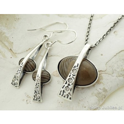 ASTERIX - srebrny komplet z krzemieniem pasiastym