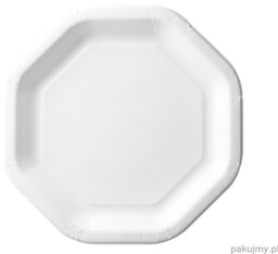 Talerz papierowy 24cm biały ośmiokątny 50szt
