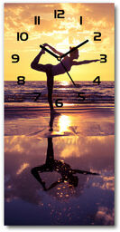 Zegar szklany ścienny Joga na plaży