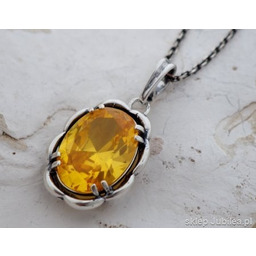 SŁOŃCE - srebrny wisior z cytrynem złocistym