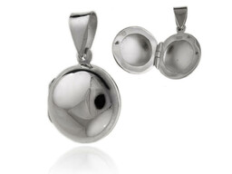 Elegancki okrągły otwierany srebrny wisior sekretnik polerowany połysk