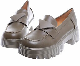 Zielone wsuwane loafersy damskie