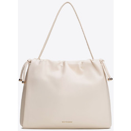 Damska torebka typu worek z imitacji skóry kremowa