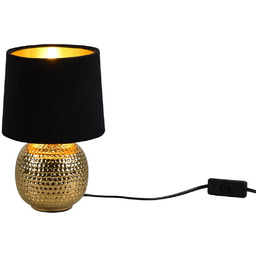 Lampa nocna złota z czarnym welurowym abażurem SOPHIA
