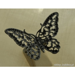CZARNY MOTYL - srebrny pierścień z onyksami