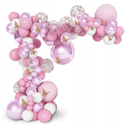 Zestaw girlanda balonowa róż Metalic motylki 111sz