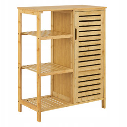 Regał Łazienkowy Szafka Komoda Z Półkami Bambusowy