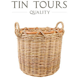 OKRĄGŁY KOSZ Z RATTANU Z UCHWYTAMI 48x48x44/53 cm