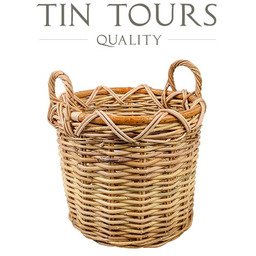 OKRĄGŁY KOSZ Z RATTANU Z UCHWYTAMI 38x38x34/41 cm