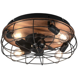 Lampa RETRO z wentylatorem na pilota czarna +
