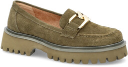 Zamszowe półbuty z klamrą - FILIPPO DP4916/23 KHAKI