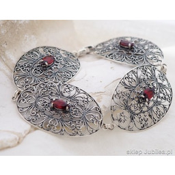 GEORGIA - srebrna ażurowa bransoleta z granatem