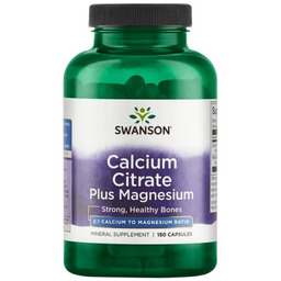 Swanson Cytrynian wapnia + magnez 150 kapsułek