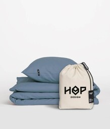 Pościel Perkal 200x200 Hop Design Pure Szaroniebieski