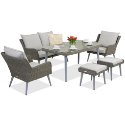 Meble ogrodowe Bilbao Apetito 4 + 2 pufy