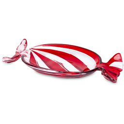 Patera miska dekoracyjna szklana w kształcie cukierka czerwona