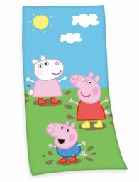 Herding Ręcznik plażowy 75x150 Świnka Peppa niebieski zielony