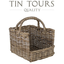 KOSZ KOMINKOWY Z RATTANU KUBU 40x30x26/39 cm